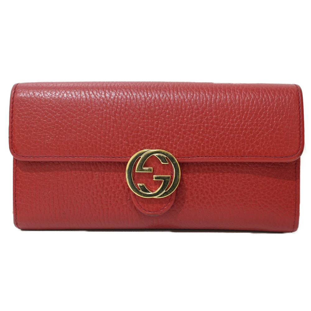 GUCCI bi fold long wallet Leather Red